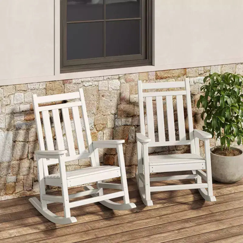 Sedia a Dondolo da Esterno, Dondolo Alto per Tutte le Condizioni Atmosferiche in HDPE e Arredamento in Poly Legno per Patio e Portico, Grigio