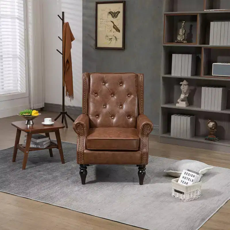 Poltrona lounge, poltrona con struttura in legno e cuscino rimovibile, poltrona moderna per soggiorno e camera da letto