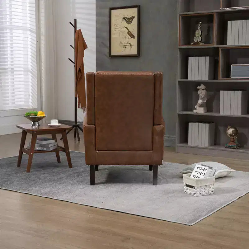 Poltrona lounge, poltrona con struttura in legno e cuscino rimovibile, poltrona moderna per soggiorno e camera da letto