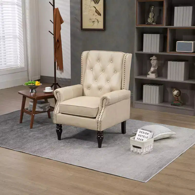 Poltrona lounge, poltrona con struttura in legno e cuscino rimovibile, poltrona moderna per soggiorno e camera da letto