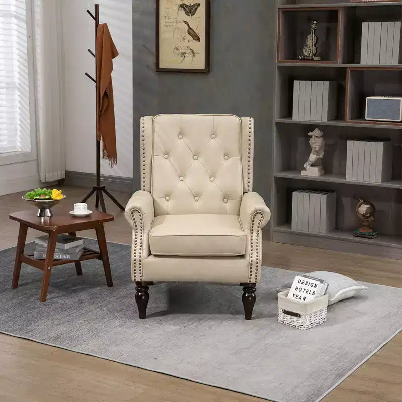 Poltrona lounge, poltrona con struttura in legno e cuscino rimovibile, poltrona moderna per soggiorno e camera da letto