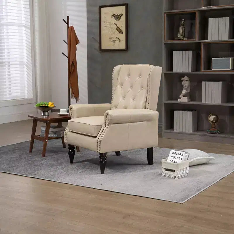 Poltrona lounge, poltrona con struttura in legno e cuscino rimovibile, poltrona moderna per soggiorno e camera da letto