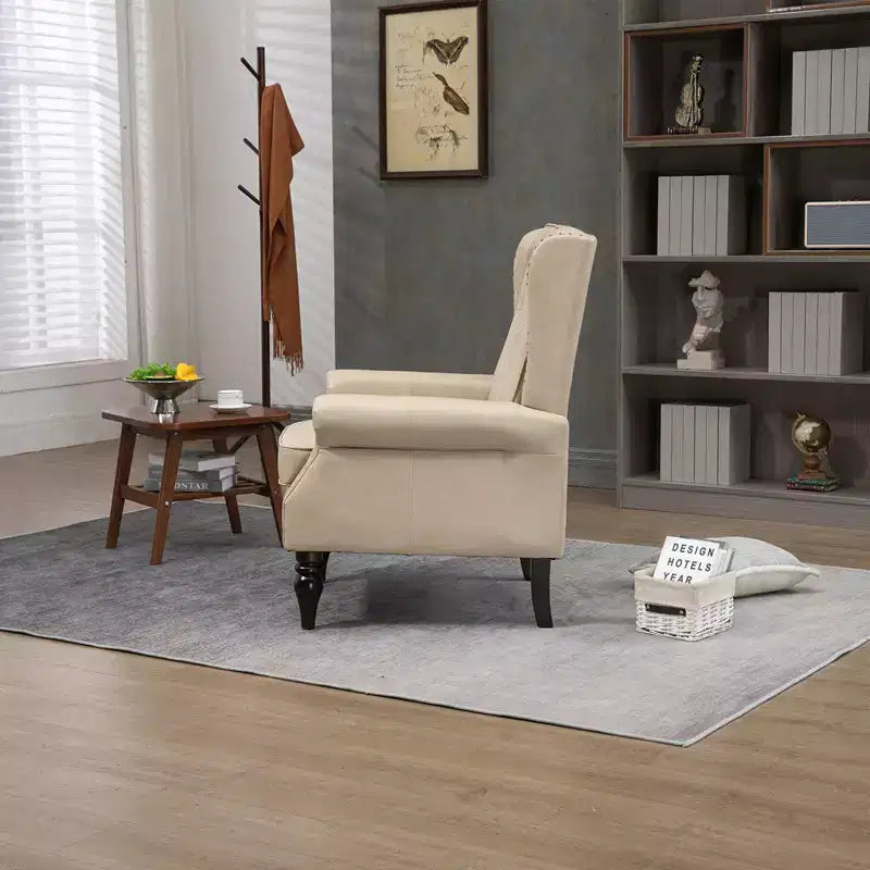 Poltrona lounge, poltrona con struttura in legno e cuscino rimovibile, poltrona moderna per soggiorno e camera da letto