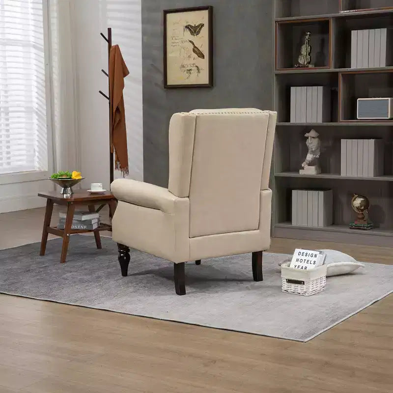 Poltrona lounge, poltrona con struttura in legno e cuscino rimovibile, poltrona moderna per soggiorno e camera da letto