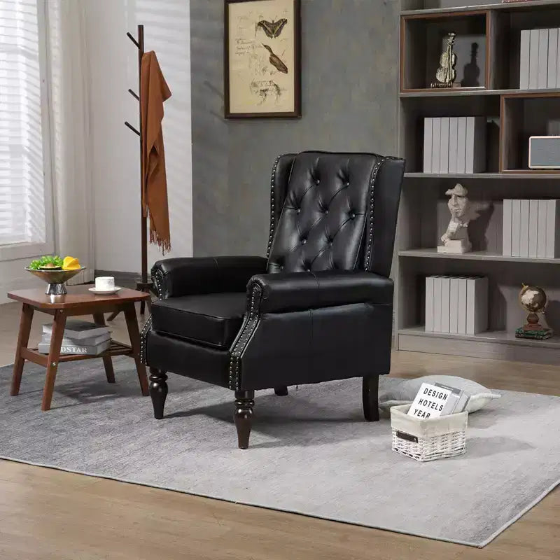 Poltrona lounge, poltrona con struttura in legno e cuscino rimovibile, poltrona moderna per soggiorno e camera da letto
