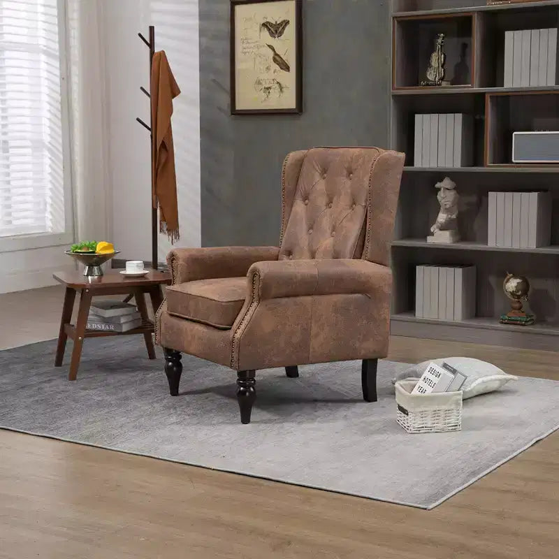 Poltrona lounge, poltrona con struttura in legno e cuscino rimovibile, poltrona moderna per soggiorno e camera da letto