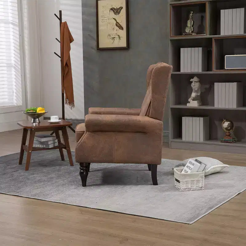 Poltrona lounge, poltrona con struttura in legno e cuscino rimovibile, poltrona moderna per soggiorno e camera da letto