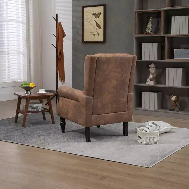 Poltrona lounge, poltrona con struttura in legno e cuscino rimovibile, poltrona moderna per soggiorno e camera da letto