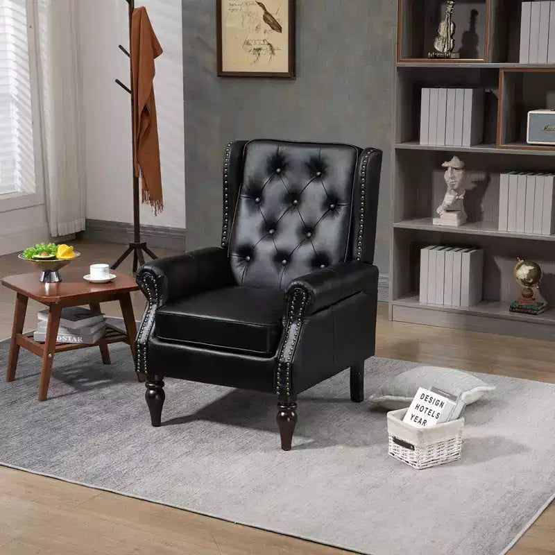 Poltrona lounge, poltrona con struttura in legno e cuscino rimovibile, poltrona moderna per soggiorno e camera da letto