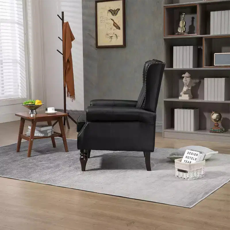 Poltrona lounge, poltrona con struttura in legno e cuscino rimovibile, poltrona moderna per soggiorno e camera da letto