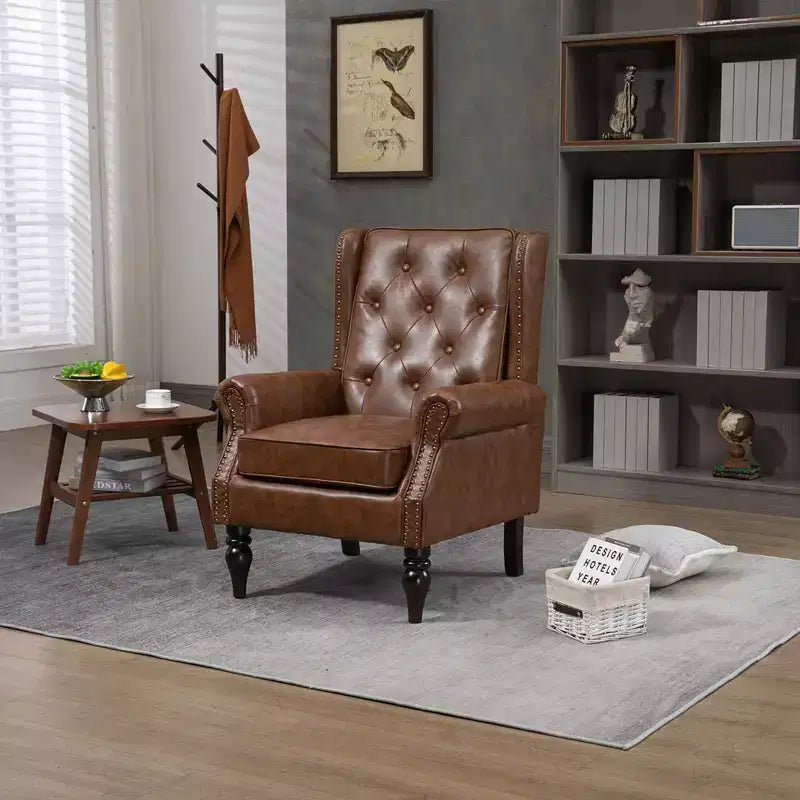 Poltrona lounge, poltrona con struttura in legno e cuscino rimovibile, poltrona moderna per soggiorno e camera da letto