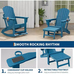 Sedia a dondolo Adirondack da esterno per portico, sedia a dondolo Adirondack pieghevole con due portabicchieri, sedia a dondolo Adirondack da esterno in HDPE per tutte le stagioni