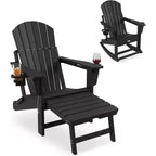 Sedia a dondolo Adirondack da esterno per portico, sedia a dondolo Adirondack pieghevole con due portabicchieri, sedia a dondolo Adirondack da esterno in HDPE per tutte le stagioni