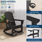 Sedia a dondolo Adirondack da esterno per portico, sedia a dondolo Adirondack pieghevole con due portabicchieri, sedia a dondolo Adirondack da esterno in HDPE per tutte le stagioni
