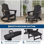 Sedia a dondolo Adirondack da esterno per portico, sedia a dondolo Adirondack pieghevole con due portabicchieri, sedia a dondolo Adirondack da esterno in HDPE per tutte le stagioni