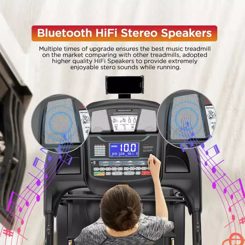 Tapis Roulant in Offerta, Tapis Roulant da Jogging e Camminata 4.75 HP per Casa/Ufficio, 20 Livelli di Inclinazione Automatica, Capacità 136 kg, 12 MPH, Bluetooth, APP e Corsi di Allenamento Gratuiti