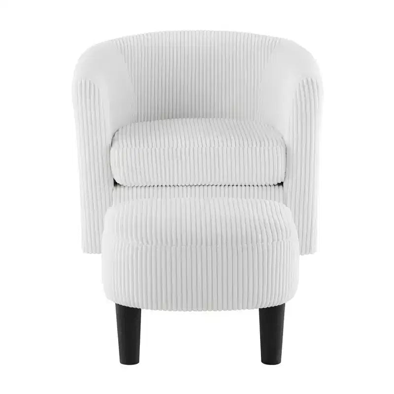 Swivel Accent Chair, Modern Swivel Chair with Ottoman, Comfortable Living Room Chairs Upholstered Armchairs 360 Degree Swivel Barrel Round