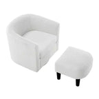 Swivel Accent Chair, Modern Swivel Chair with Ottoman, Comfortable Living Room Chairs Upholstered Armchairs 360 Degree Swivel Barrel Round