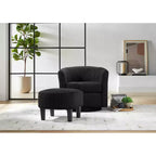 Swivel Accent Chair, Modern Swivel Chair with Ottoman, Comfortable Living Room Chairs Upholstered Armchairs 360 Degree Swivel Barrel Round