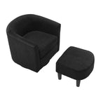 Swivel Accent Chair, Modern Swivel Chair with Ottoman, Comfortable Living Room Chairs Upholstered Armchairs 360 Degree Swivel Barrel Round