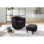 Swivel Accent Chair, Modern Swivel Chair with Ottoman, Comfortable Living Room Chairs Upholstered Armchairs 360 Degree Swivel Barrel Round