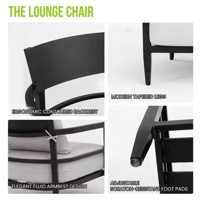 Christopher Knight Home Victoria Modern Outdoor Aluminum Accent Chair with Thick Sunbrella Cushions