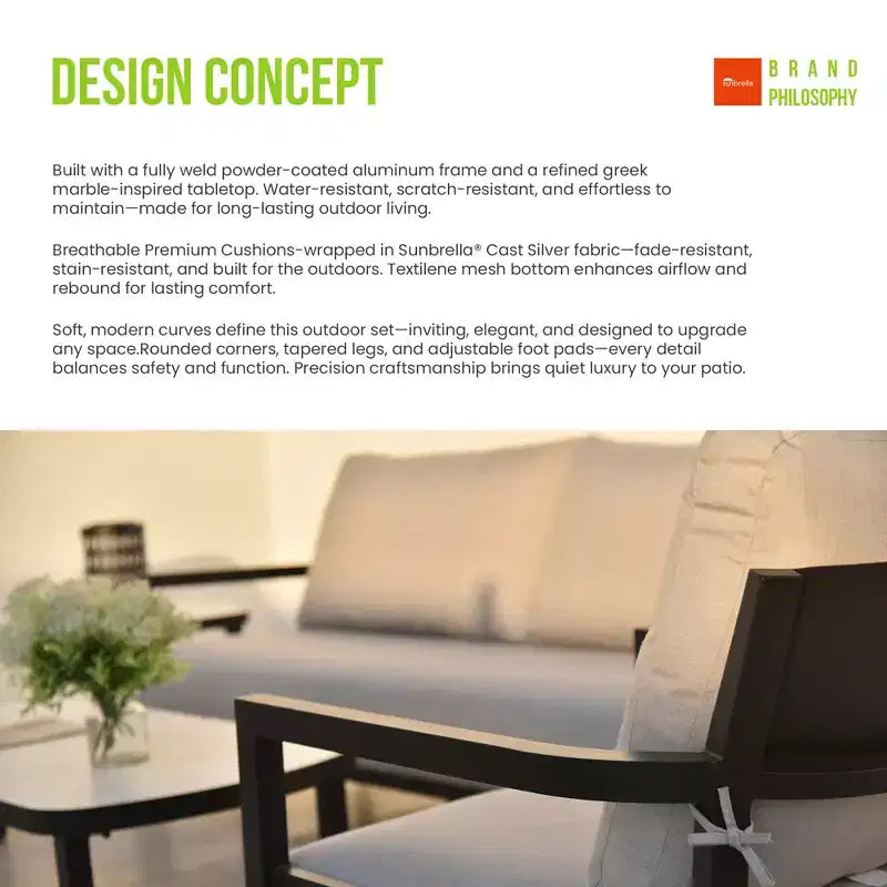 Christopher Knight Home Victoria Modern Outdoor Aluminum Accent Chair with Thick Sunbrella Cushions