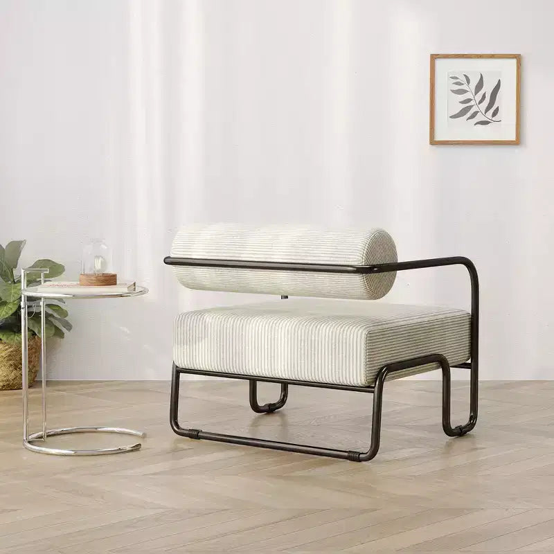 Sofa Chair, Living Room Chair with Backrest and Iron Frame, Upholstered Comfy Reading Arm Chair, Single Sofa Chair for Apartment Bedroom