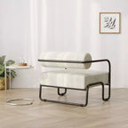 Sofa Chair, Living Room Chair with Backrest and Iron Frame, Upholstered Comfy Reading Arm Chair, Single Sofa Chair for Apartment Bedroom
