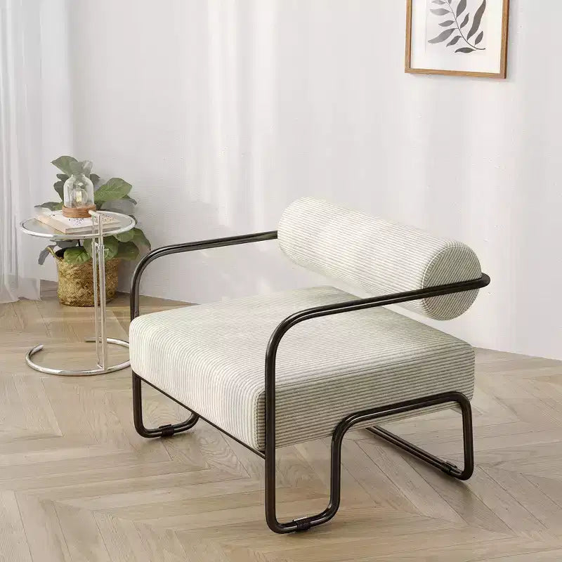 Sofa Chair, Living Room Chair with Backrest and Iron Frame, Upholstered Comfy Reading Arm Chair, Single Sofa Chair for Apartment Bedroom