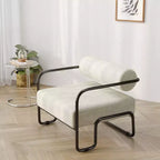 Sofa Chair, Living Room Chair with Backrest and Iron Frame, Upholstered Comfy Reading Arm Chair, Single Sofa Chair for Apartment Bedroom