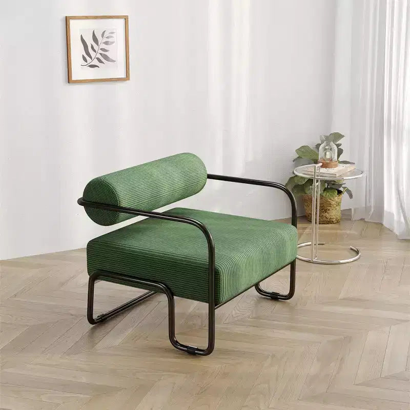 Poltrona Divano, Poltrona da Soggiorno con Schienale e Telaio in Ferro, Comoda Poltrona da Lettura Imbottita, Poltrona Singola per Appartamento Camera da Letto
