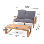 MAYEERTY Set Divano da Giardino 2 Pezzi, Divanetto Adirondack e Tavolino da Caffè in Legno massello di Acacia con Cuscini Resistenti alle Intemperie