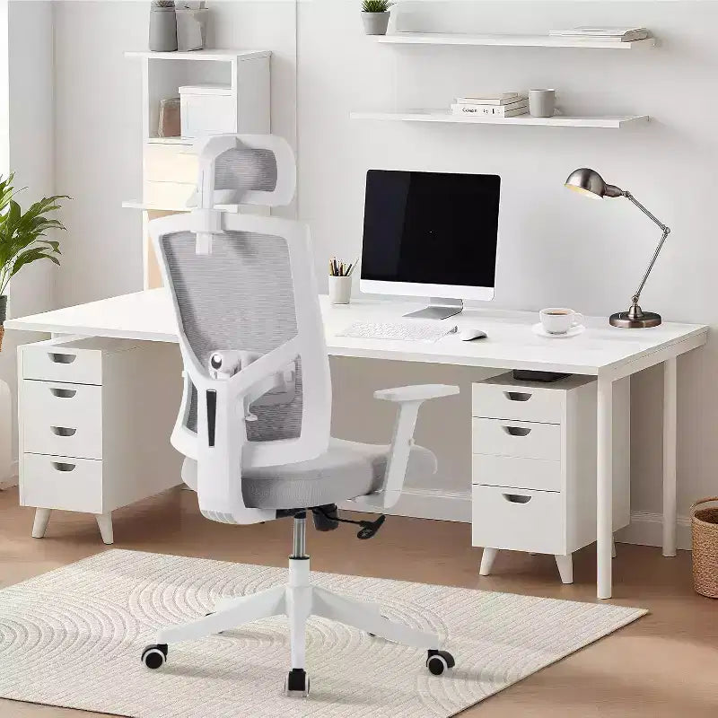 Sedia da Scrivania Ergonomica in Rete | Poggiatesta Imbottito e Ruote | Sedia da Gaming/Ufficio per Sala E-Sport, Ufficio, Camera da Letto