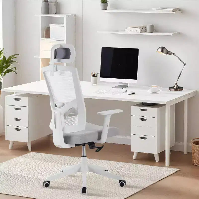 Sedia da Scrivania Ergonomica in Rete | Poggiatesta Imbottito e Ruote | Sedia da Gaming/Ufficio per Sala E-Sport, Ufficio, Camera da Letto