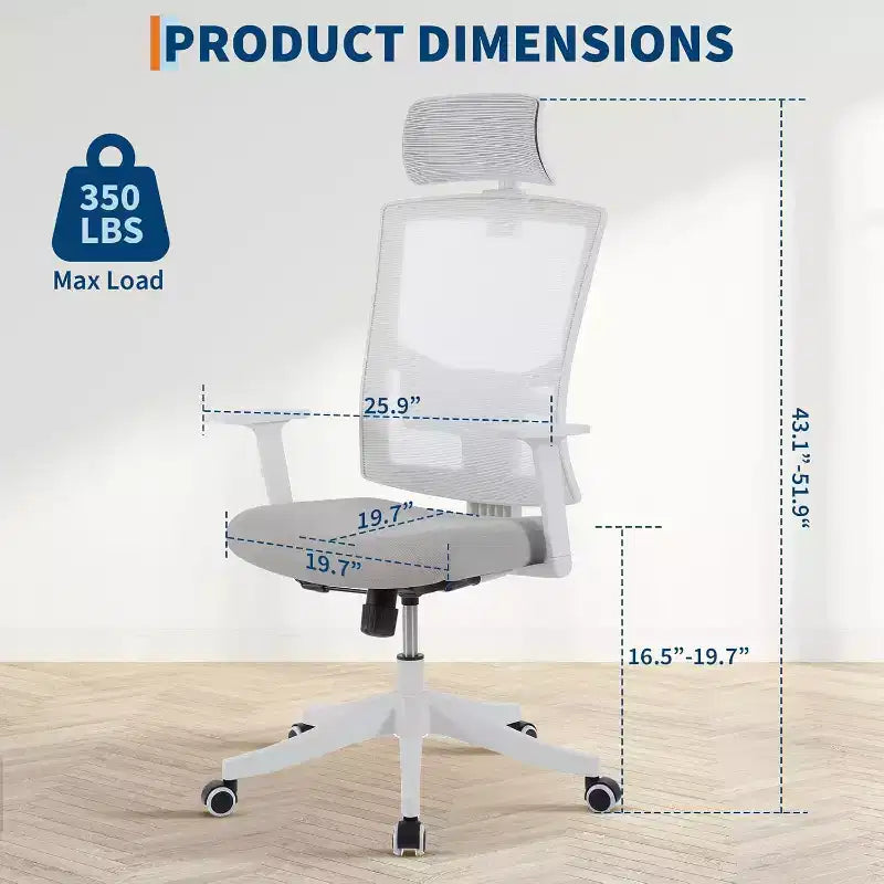 Sedia da Scrivania Ergonomica in Rete | Poggiatesta Imbottito e Ruote | Sedia da Gaming/Ufficio per Sala E-Sport, Ufficio, Camera da Letto