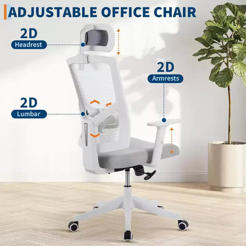 Sedia da Scrivania Ergonomica in Rete | Poggiatesta Imbottito e Ruote | Sedia da Gaming/Ufficio per Sala E-Sport, Ufficio, Camera da Letto