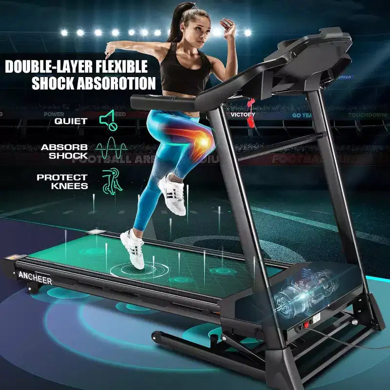 Tapis roulant KRISRATE con inclinazione automatica del 15% e ampio display LED e app intelligente e altoparlante Bluetooth, tapis roulant pieghevole per uso intensivo da 4,5 HP per palestra domestica