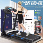 Tapis roulant KRISRATE con inclinazione automatica del 15% e ampio display LED e app intelligente e altoparlante Bluetooth, tapis roulant pieghevole per uso intensivo da 4,5 HP per palestra domestica