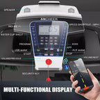 Tapis roulant KRISRATE con inclinazione automatica del 15% e ampio display LED e app intelligente e altoparlante Bluetooth, tapis roulant pieghevole per uso intensivo da 4,5 HP per palestra domestica