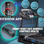 Tapis roulant KRISRATE con inclinazione automatica del 15% e ampio display LED e app intelligente e altoparlante Bluetooth, tapis roulant pieghevole per uso intensivo da 4,5 HP per palestra domestica