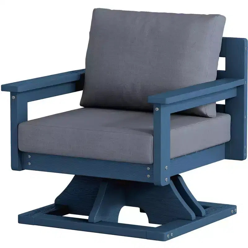 Hyleory Sedia Girevole da Giardino in HDPE con Cuscino Premium, Sedia da Esterno per Tutte le Stagioni per un Comfort Ottimale