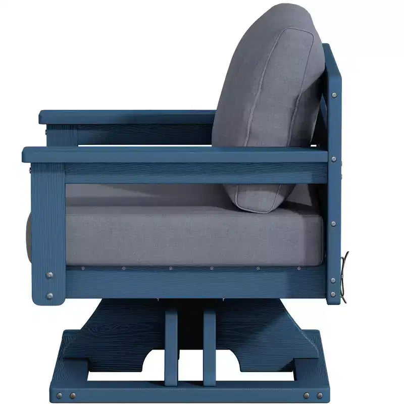 Hyleory Sedia Girevole da Giardino in HDPE con Cuscino Premium, Sedia da Esterno per Tutte le Stagioni per un Comfort Ottimale