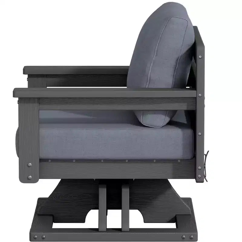 Hyleory Sedia Girevole da Giardino in HDPE con Cuscino Premium, Sedia da Esterno per Tutte le Stagioni per un Comfort Ottimale