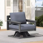 Hyleory Sedia Girevole da Giardino in HDPE con Cuscino Premium, Sedia da Esterno per Tutte le Stagioni per un Comfort Ottimale