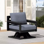 Hyleory Sedia Girevole da Giardino in HDPE con Cuscino Premium, Sedia da Esterno per Tutte le Stagioni per un Comfort Ottimale