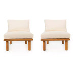 Christopher Knight Home Claire Modern Outdoor Acacia Wood Chair with Thick Cushions (Set of 2)