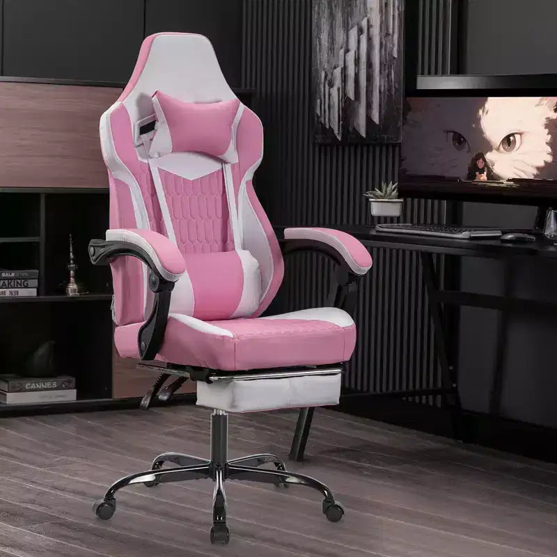 TUYOHW Sedia da Gaming Girevole a 360° Versatile con Ruote, Sedia da Ufficio Regolabile, Schienale Reclinabile e Poggiapiedi, Sedia Ergonomica per Videogiochi, Max 136 kg