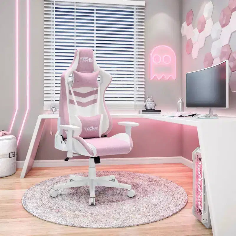 Sedia da gaming TUYOHW 300lbs girevole con altezza regolabile, cuscino lombare e poggiatesta, ruote, sedia da ufficio ergonomica per videogioco e chaise longue per ufficio e casa
