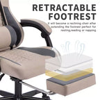 TUYOHW Swivel Gaming Chair Office Chairs with Wheels,Reclining Back,Adjustable Seat Height&Footrest,Ergonomics Video Game Chairs,300lbs Max